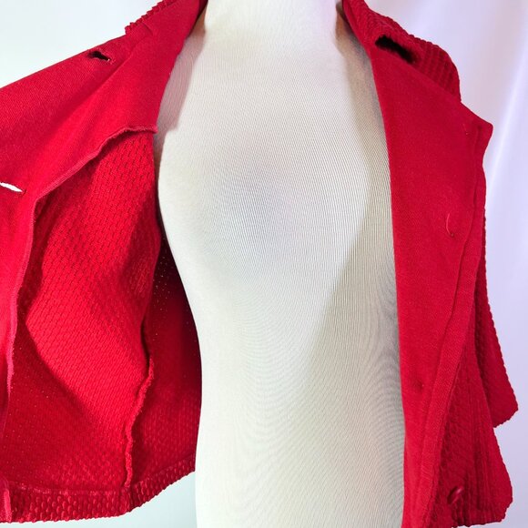 Vintage Beeline Fashions Size S? Red Double-Breasted Knit Cardigan Jacket - Picture 5 of 10